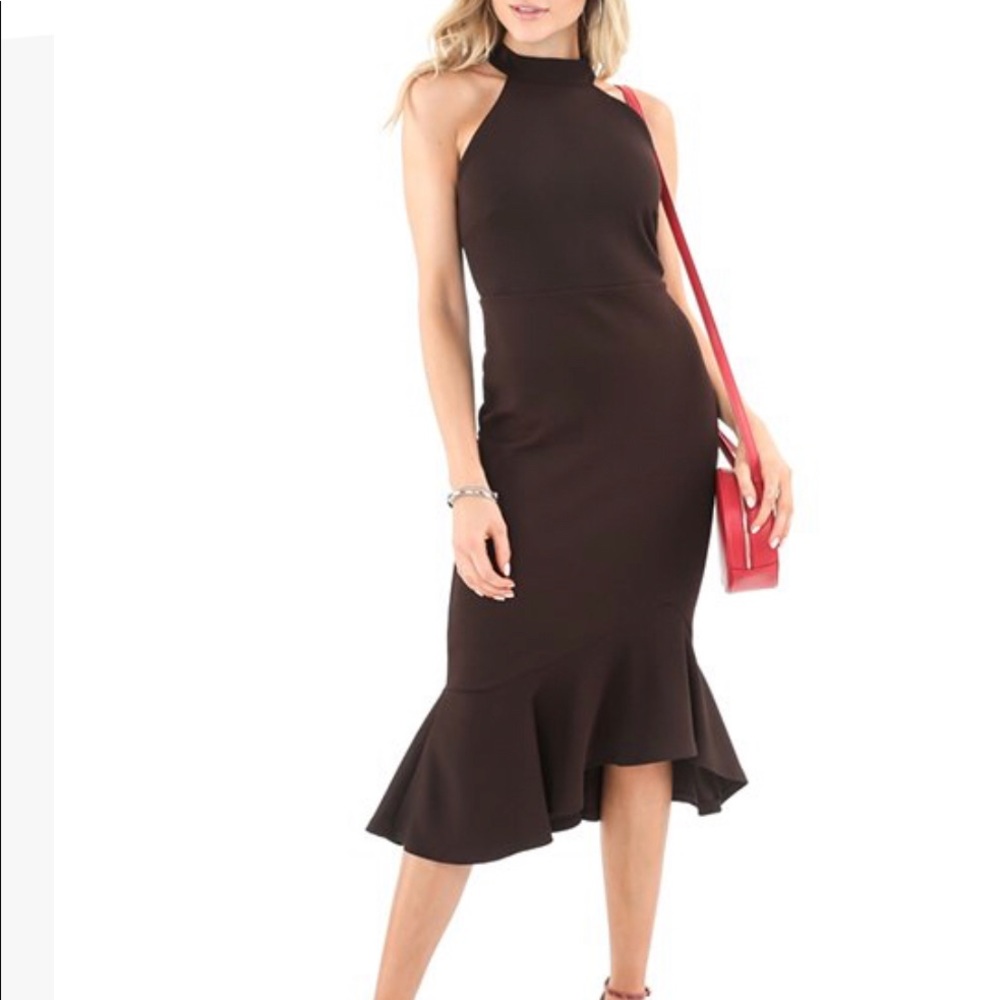 Milly Penzance Size 6/8 Brown High Neck Midi Dress
